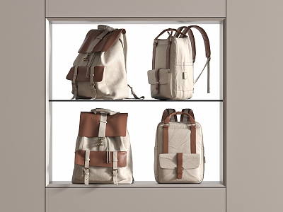 Fashion Backpack Travel Bag Cream Style Color Matching Schoolbag Backpack 3d model