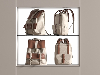 Fashion Backpack Travel Bag Cream Style Color Matching Schoolbag Backpack 3d model