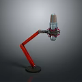 Professional Microphone With Red Boom Arm Stand For Studio Recording Use 3d model