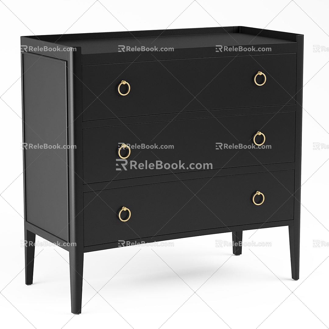 black bedside table 3d model