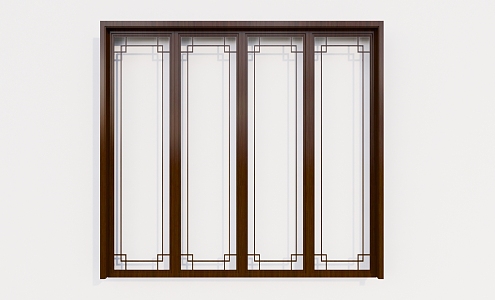 New Chinese-style sliding window glass window single window double window 3d model