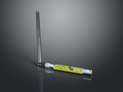 Computer Antenna Module With Silver Long Strip Yellow Circuit Board Design For Tech Devices 3d model