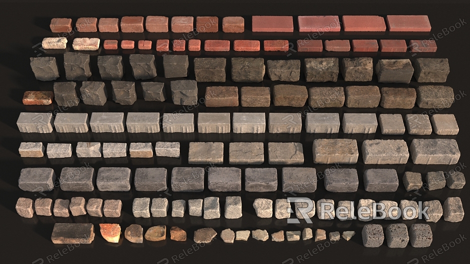 Red Brick Stone Stone Stone Brick Square Stone model