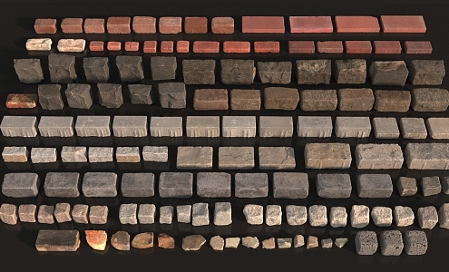 Red Brick Stone Brick Square Stone 3d model