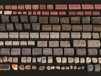 Red Brick Stone Brick Square Stone 3d model