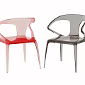 Modern Transparent Accent Chairs in Red and Gray with Sleek Armrest Design