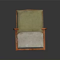 Modern Wooden Chair With Orange Frame Light Green Cushion And Gray Cloth