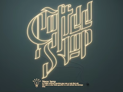 Modern Neon Light Combination For Coffee Shop With Illuminated Letters And Decorative Design 3d model