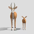Low Poly Geometric Art Of Two Antelopes Adult And Baby Standing Side By Side