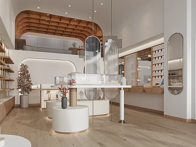 Modern Luxury Jewelry Store Interior With Glass Display Cases Marble Counter And Warm Lighting 3d model