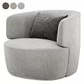 Modern Light Gray Fabric Single Sofa Featuring Rounded Design Curved Armrests And Houndstooth Pillow 3d model