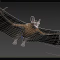 Bat Showing Wide Wings While Gliding Through Air Near Trees 3d model