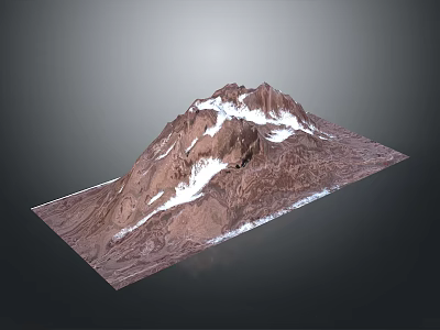 Natural Scenic Mountain Landscape With Brown Slopes And Snow Covered Peaks On Dark Background View 3d model