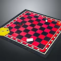 Red And Black Checkerboard With Yellow Hexagon White Square Black Circle And Orange Item