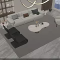 Modern Sofa And Coffee Table Set With Throw Pillows And Area Rug 3d model