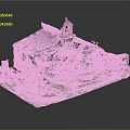 Detailed Miniature Stone Chapel Model With Stone Roof Bell Tower Arched Doorway And Greenery