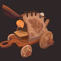 Dessert Shop Adorable Wooden Cart With Leaf Shaped Decorations Wheels And Ice Cream Cone