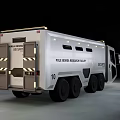 White Securgate Full Armor Security Transport Vehicle With Multiple Wheels 3d model
