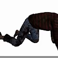 Zombie Crawling On Hands And Knees With Striped Shirt Tattered Jeans