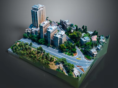 Modern Urban Model With High Rise Buildings Roads And Trees 3d model