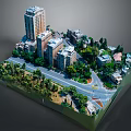 Modern Urban Model With High Rise Buildings Roads And Trees