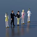Group of Five People With Green Hair And Colorful Dresses Standing Together