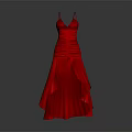Red Spaghetti Strap Evening Dress With Ruched Bodice And Asymmetrical Hem