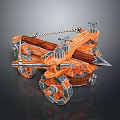 Ancient Medieval Wooden Weapon With Metal Components And Flame Decorated Wheels
