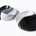 Modern Black And White Landscape Seats With Curved Shape And Textured Design