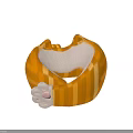 Orange Striped Plush Toy With Heart Shaped Hollow And White Fluffy Part