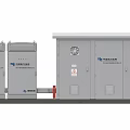 Industrial Outdoor Electrical Equipment Featuring Gray Exterior Multiple Units State Grid Logos And Warning Signs