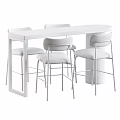 Modern Minimalist Black Bar Table And Four Soft Upholstered High Chairs For Daily Home Use
