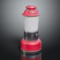 Red Lantern With White Body Black Base And Metal Carrying Handle