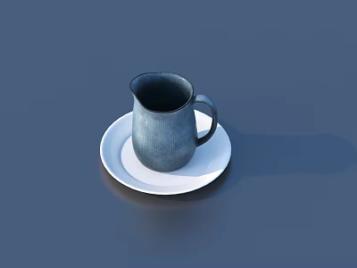 Modern Gray Mug With White Saucer For Daily Household Tableware Use 3d model