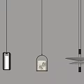 Modern Pendant Lights With Three Different Designs And Black Copper Gold Frames 3d model