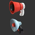 Red And Blue Megaphone Designs With White Handle And Black Base