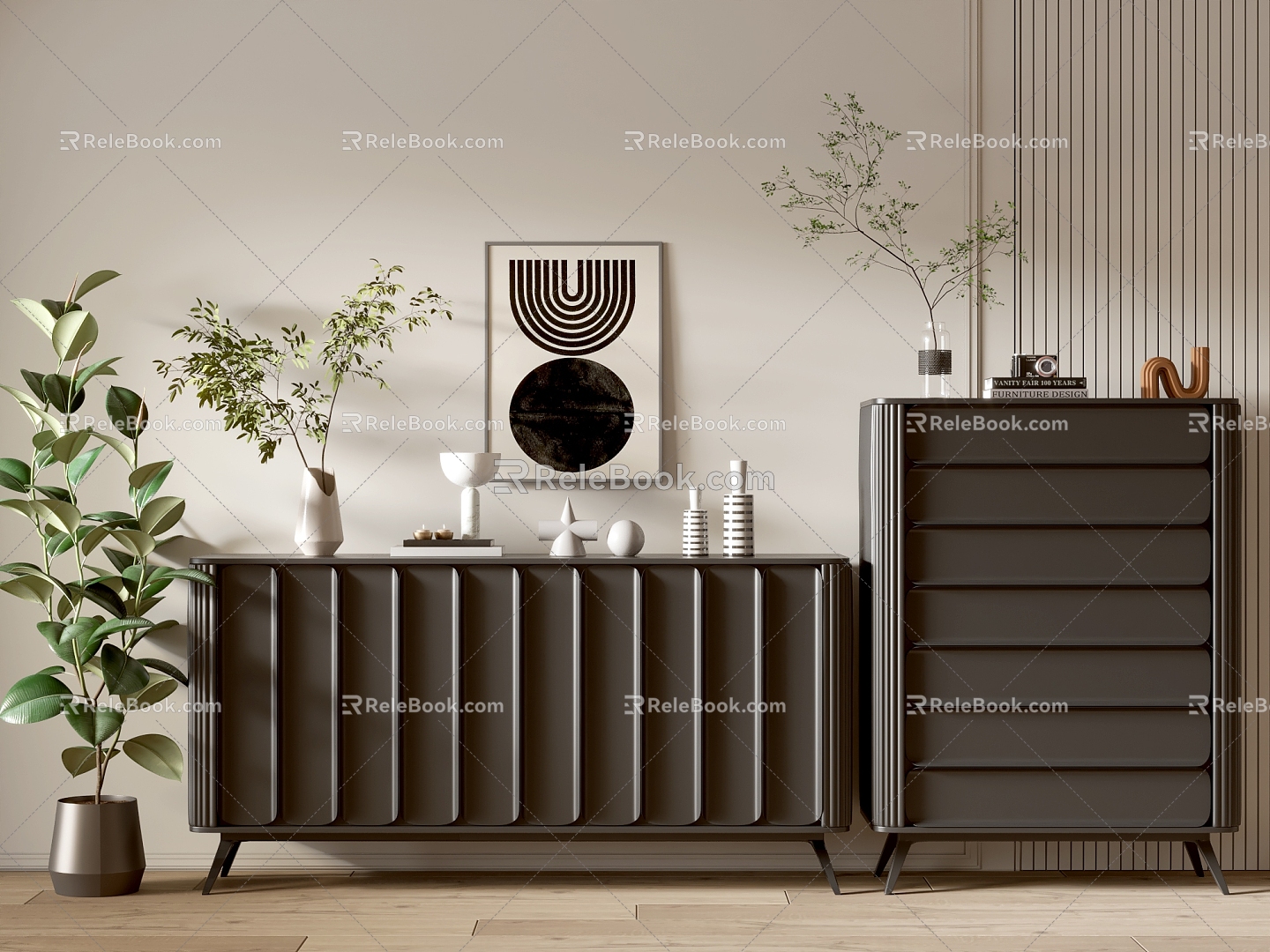 Modern Entrance Cabinet Shoe Cabinet Sideboard Wall Decorative Pendant Decoration Cabinet Low Cabinet Side Cabinet 3d model