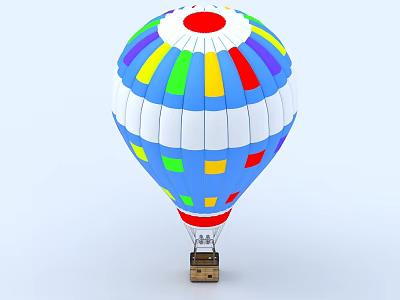Colorful Hot Air Balloon Ornament Decoration Set With Decorative Basket For Home Decor 3d model