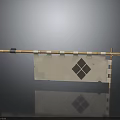 Traditional Bamboo Frame Banner With Diamond Pattern Fabric And Support Structure