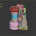 3D Mechanical Device Model With Cylindrical Structure And Colorful Details 3d model