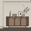 Middle style porch cabinet 3d model