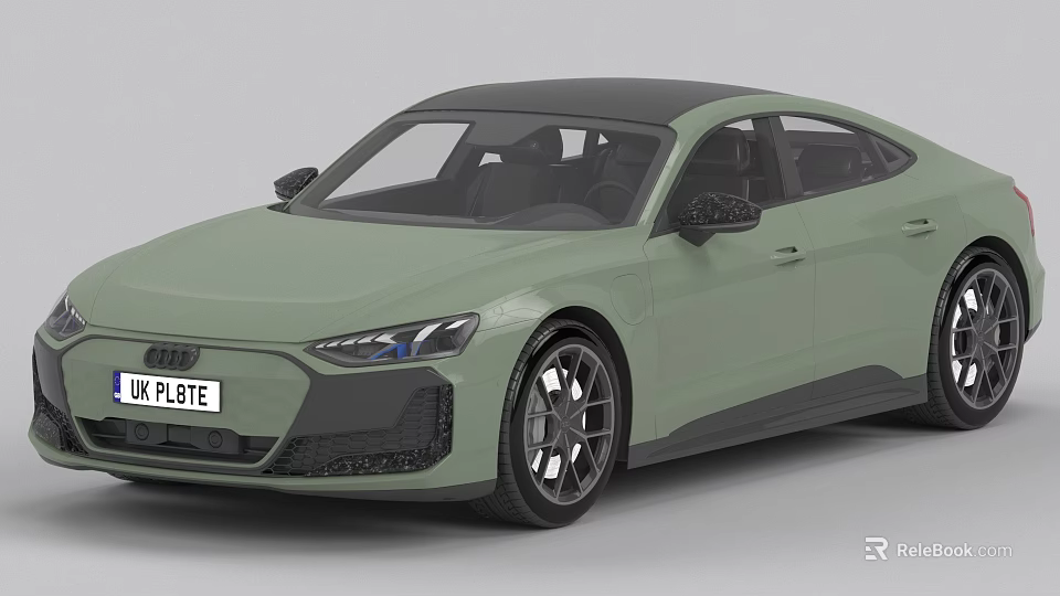 Light Green Modern Sporty Sedan With Sleek Headlights And Black Alloy Wheels 3d model 