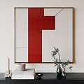 Modern decorative painting abstract minimalist red 3d model