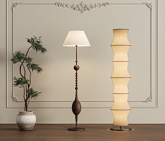 Quiet floor lamp combination 3d model