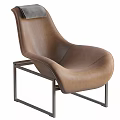 Modern Black and Brown Leather Accent Chair with Comfortable Design and Metal Frame