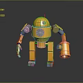 Yellow Mechanical Robot 3D Model With Detailed Arms And Reflective Surface 3d model