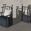 Modern Single Sofa with Metal Frame Navy Blue Cushion and White Pillow Interior Space