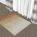 Square Carpet With Neutral Tones Striped Texture On Wooden Floor By White Curtains Under Sunlight