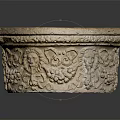 Decorative Carved Stone Vessel With Circular Shape Intricate Patterns And Holes