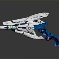 Futuristic Sci Fi Weapon 3D Model With White Blue And Green Glowing Parts